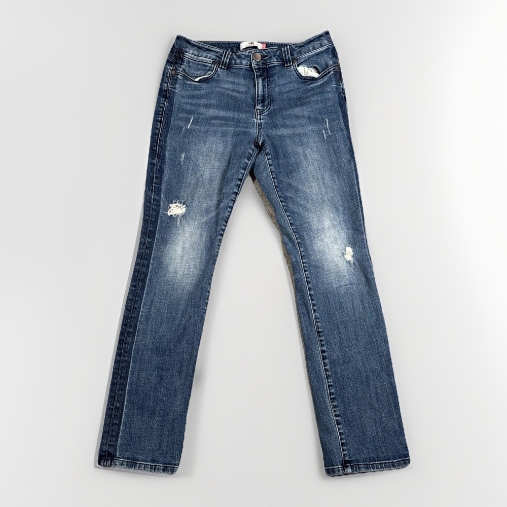 Cabi High Straight Jeans‎ Womens 10 Blue Distressed Denim Style 3750